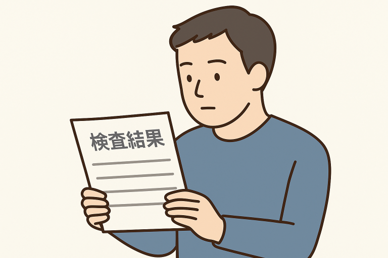 検査結果を見る男性