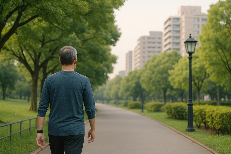 散歩する男性