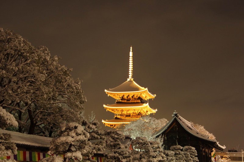 東寺　雪